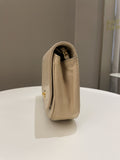 Chanel Vintage Half Moon Flap Bag Beige Lambskin