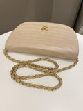 Chanel Vintage Half Moon Flap Bag Beige Lambskin