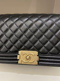 Chanel Quilted Boy Old Medium Black Caviar