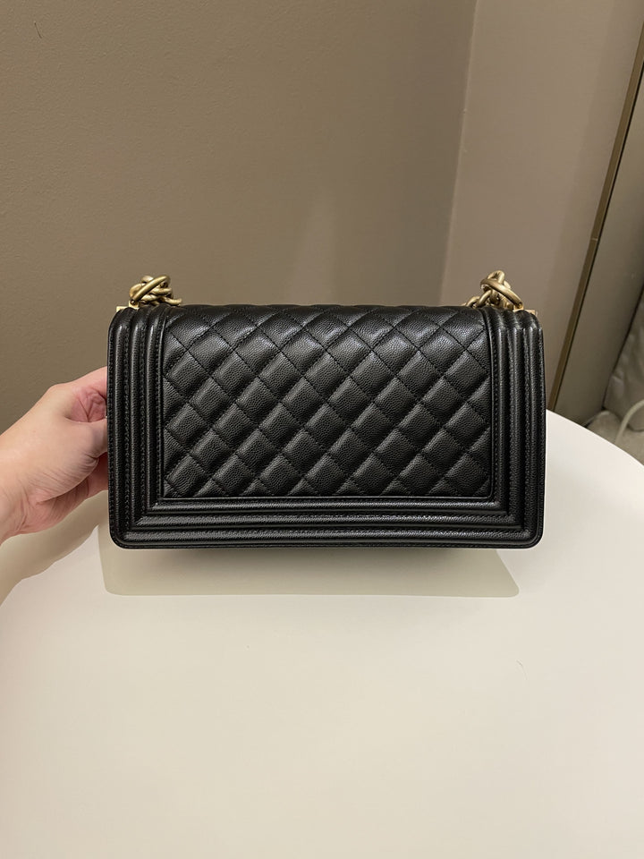Chanel Quilted Boy Old Medium Black Caviar
