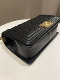 Chanel Quilted Boy Old Medium Black Caviar