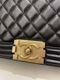 Chanel Quilted Boy Old Medium Black Caviar