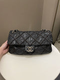 Chanel Ultra Stitch Classic Flap Black Distressed Leather