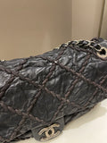 Chanel Ultra Stitch Classic Flap Black Distressed Leather