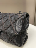 Chanel Ultra Stitch Classic Flap Black Distressed Leather