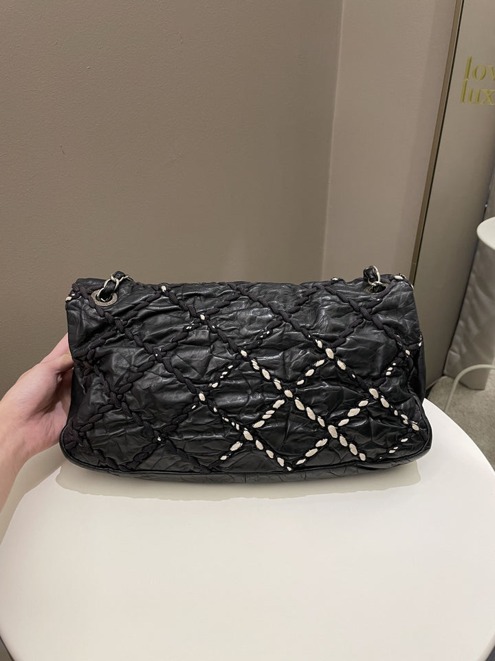 Chanel Ultra Stitch Classic Flap Black Distressed Leather