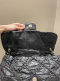 Chanel Ultra Stitch Classic Flap Black Distressed Leather
