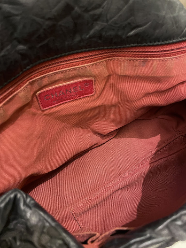 Chanel Ultra Stitch Classic Flap Black Distressed Leather