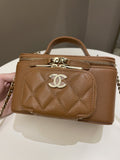 Chanel 23P Business Affinity Top Handle Vanity Rectangular Tan Caviar