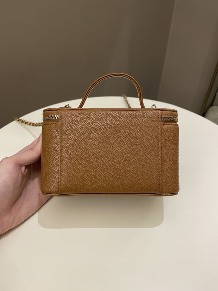 Chanel 23P Business Affinity Top Handle Vanity Rectangular Tan Caviar