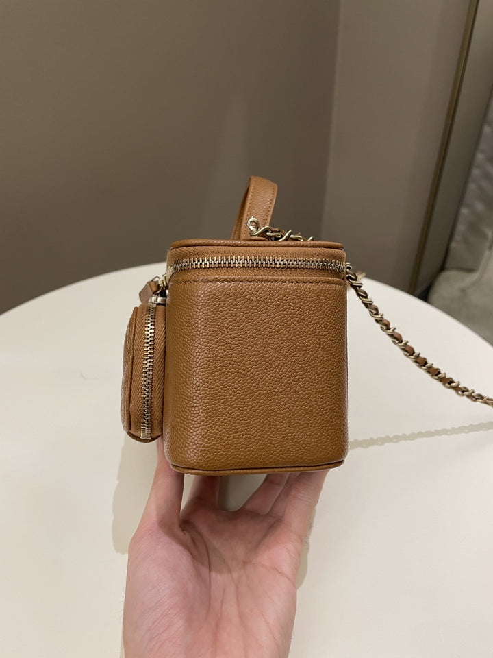 Chanel 23P Business Affinity Top Handle Vanity Rectangular Tan Caviar