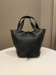 Hermes So Black Picotin Lock 18 Black Clemence