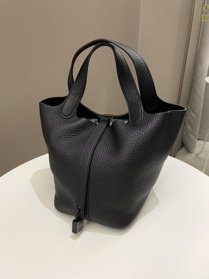 Hermes So Black Picotin Lock 18 Black Clemence