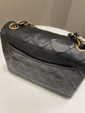 Chanel Vintage Classic Quilted Mini Square Black Lambskin