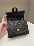 Chanel Vintage Classic Quilted Mini Square Black Lambskin