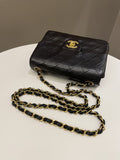 Chanel Vintage Classic Quilted Mini Square Black Lambskin