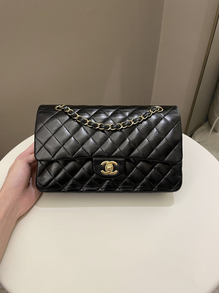Chanel Classic Quilted Medium Double Flap Black Lambskin