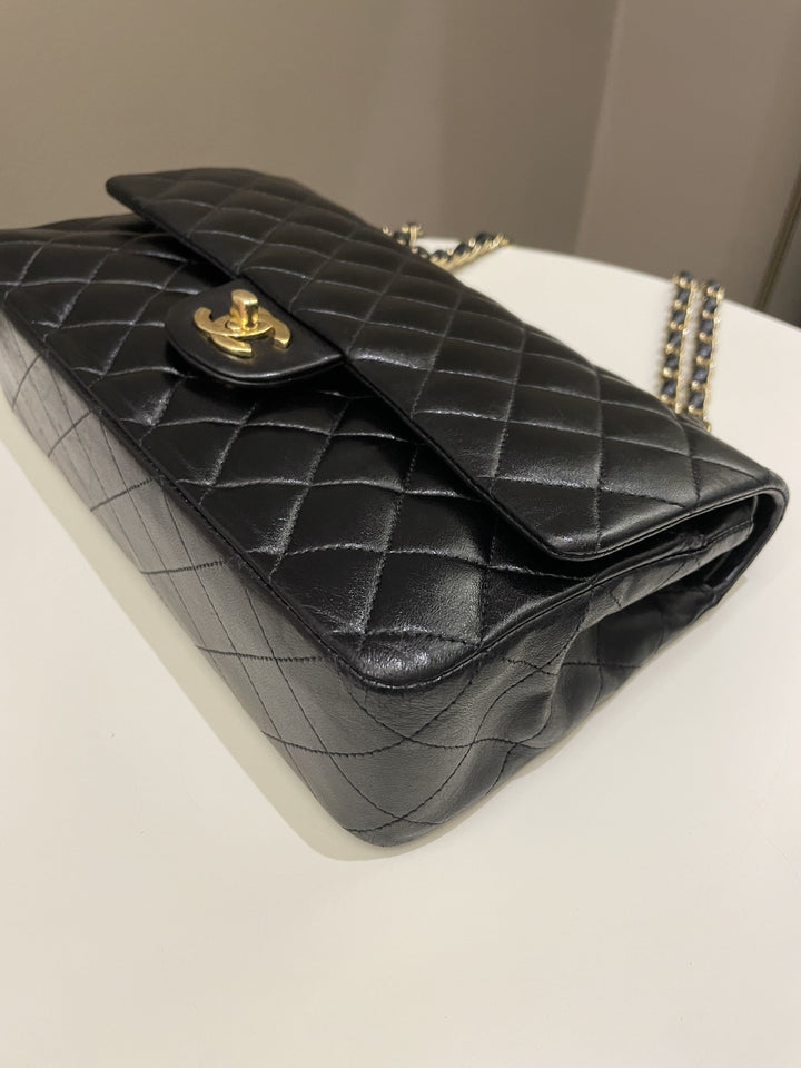 Chanel Classic Quilted Medium Double Flap Black Lambskin