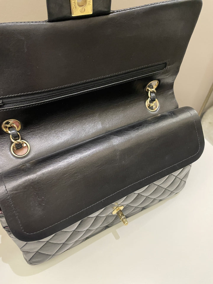 Chanel Classic Quilted Medium Double Flap Black Lambskin