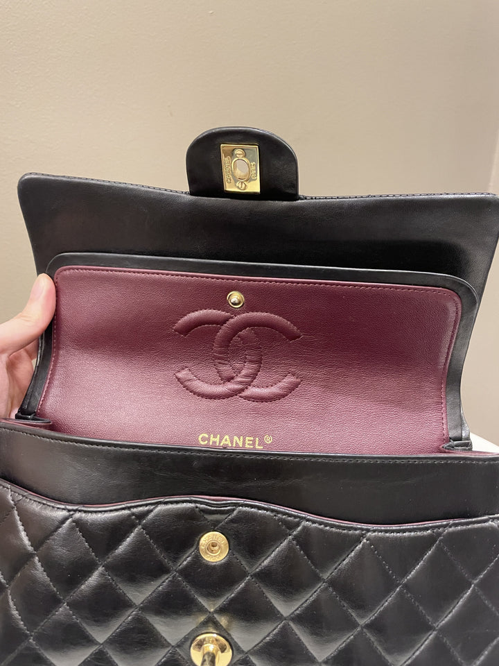 Chanel Classic Quilted Medium Double Flap Black Lambskin