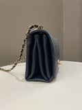 Chanel Chain Top Accordian Bag Navy Calfskin