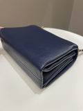 Chanel Chain Top Accordian Bag Navy Calfskin