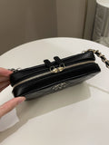Chanel 19 Quilted Camera Sling Bag Black Lambskin