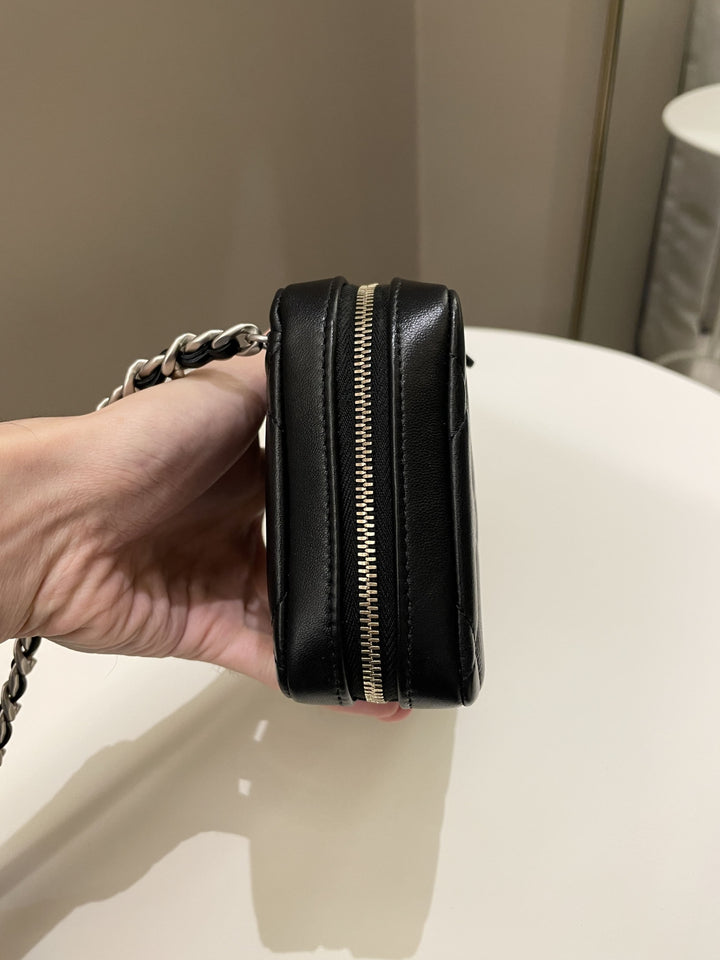 Chanel 19 Quilted Camera Sling Bag Black Lambskin