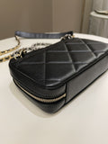 Chanel 19 Quilted Camera Sling Bag Black Lambskin