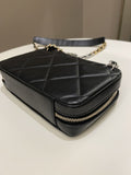 Chanel 19 Quilted Camera Sling Bag Black Lambskin