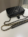 Chanel 19 Quilted Camera Sling Bag Black Lambskin