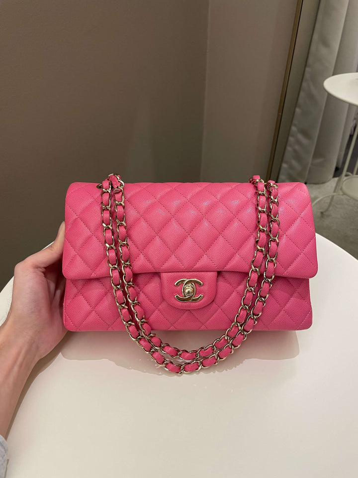 Chanel Classic Quilted Medium Double Flap Bubblegum Pink Caviar Reeby Bags