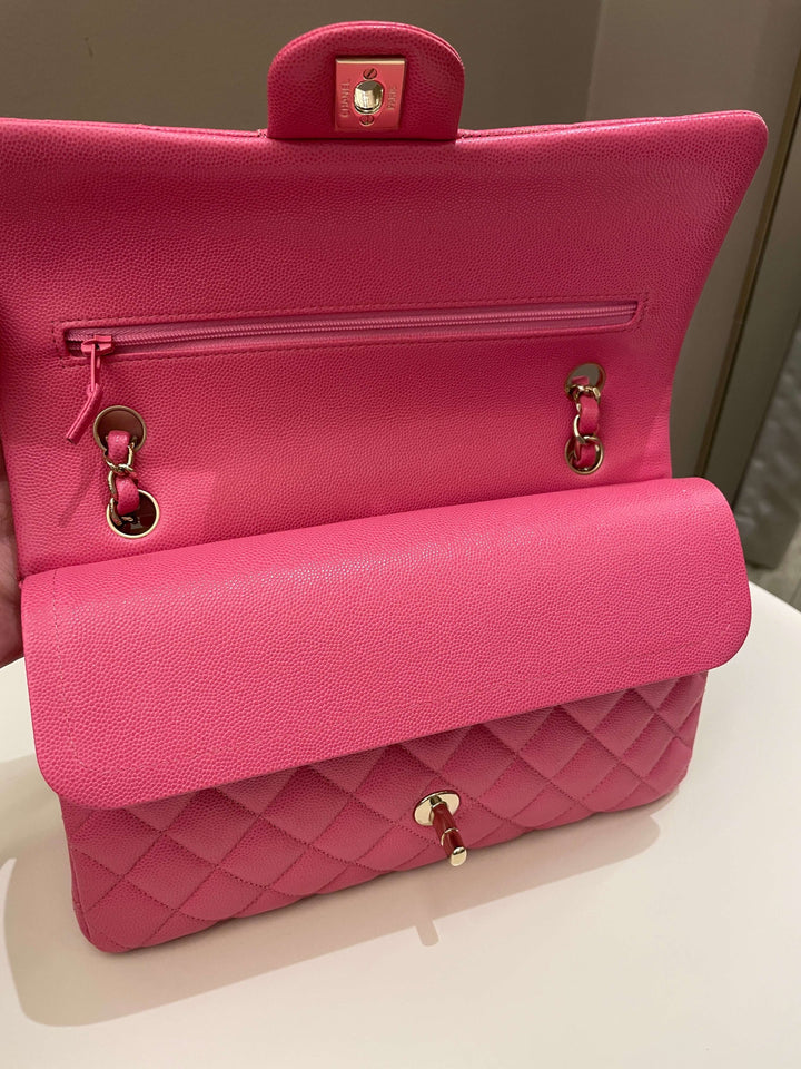 Chanel Classic Quilted Medium Double Flap Bubblegum Pink Caviar