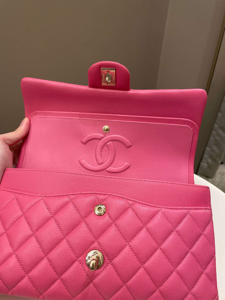 Chanel Classic Quilted Medium Double Flap Bubblegum Pink Caviar