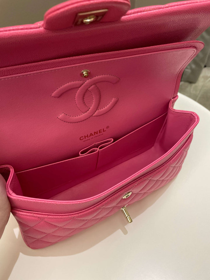 Chanel Classic Quilted Medium Double Flap Bubblegum Pink Caviar