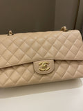 Chanel Classic Medium Double Flap Beige Clair Caviar