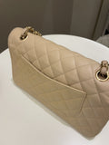 Chanel Classic Medium Double Flap Beige Clair Caviar