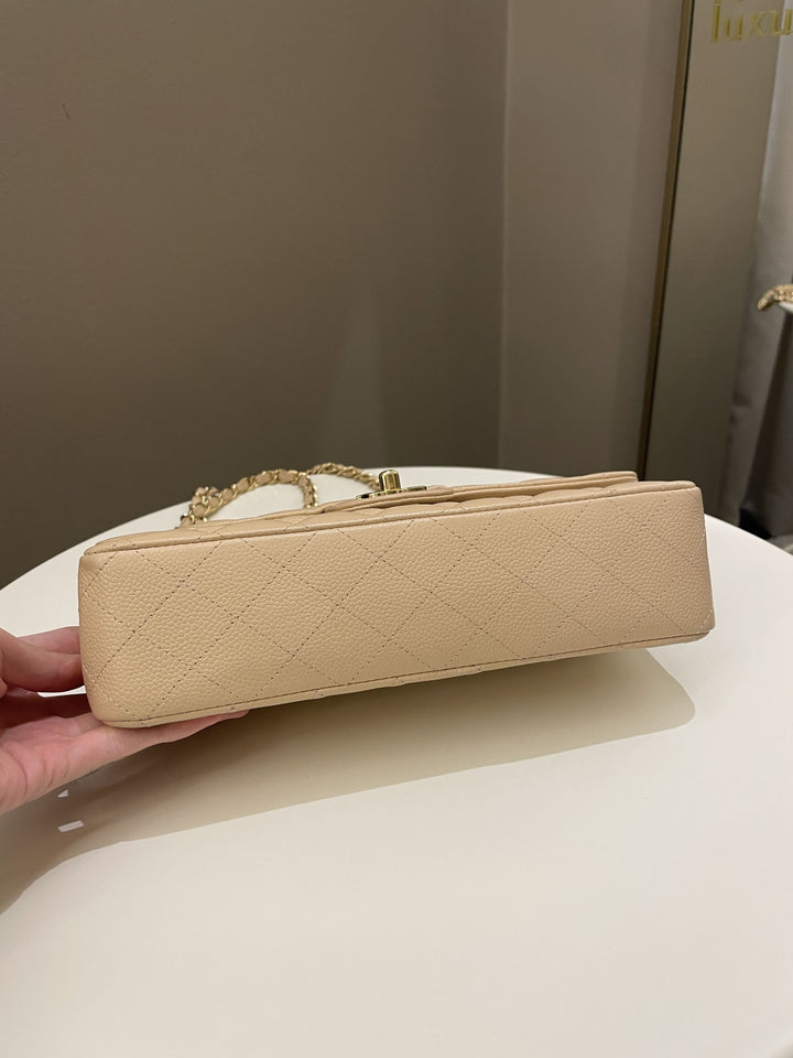 Chanel Classic Medium Double Flap Beige Clair Caviar