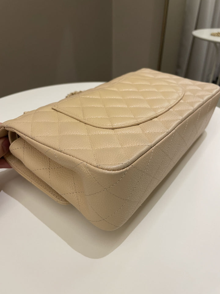Chanel Classic Medium Double Flap Beige Clair Caviar