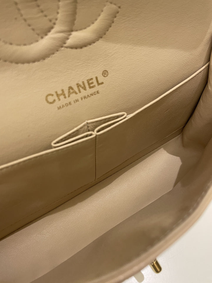 Chanel Classic Medium Double Flap Beige Clair Caviar