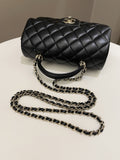 Chanel Quilted Top Handle Mini Rectangular Black Lambskin