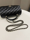 Chanel Quilted Top Handle Mini Rectangular Black Lambskin