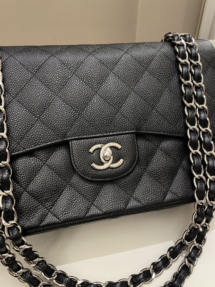 Chanel Classic Quilted Jumbo Double Flap Black Caviar