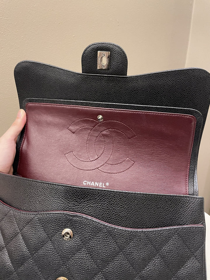 Chanel Classic Quilted Jumbo Double Flap Black Caviar
