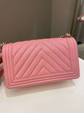 Chanel Chevron Boy Old Medium Sakura Pink Caviar