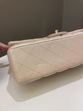 Chanel 21S Classic Quilted Medium Double Flap Iridescent Pearl Beige Calfskin