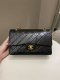 Chanel Vintage Classic Quilted Medium Double Flap Black Lambskin