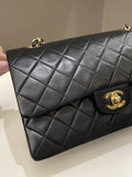 Chanel Vintage Classic Quilted Medium Double Flap Black Lambskin