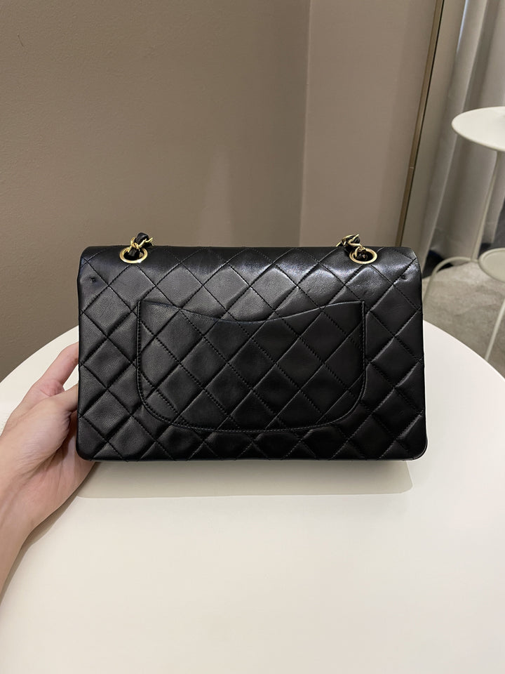 Chanel Vintage Classic Quilted Medium Double Flap Black Lambskin