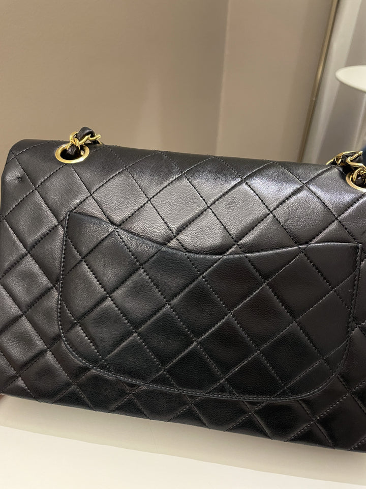 Chanel Vintage Classic Quilted Medium Double Flap Black Lambskin